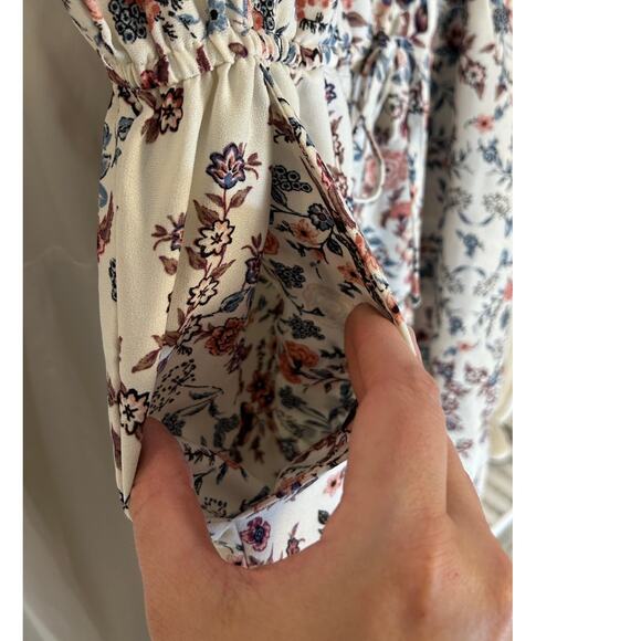 Bebop Women's Size L White Multicolor Floral Off the Shoulder Jumpsuit #0330 - Picture 6 of 16